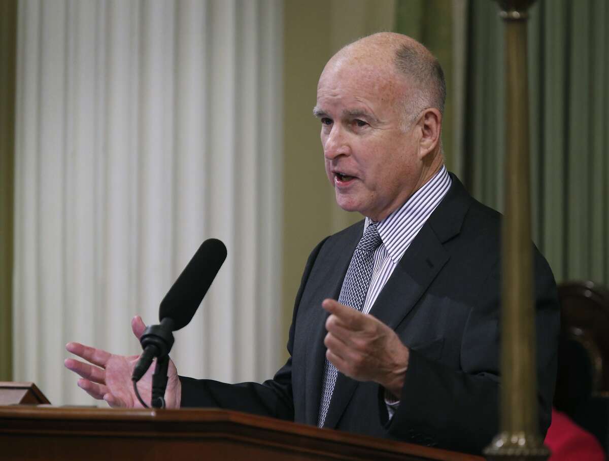 Gov. Jerry Brown delivers the annual State of the State address at the State Capitol in Sacramento, Calif. on Thursday, Jan. 21, 2016.