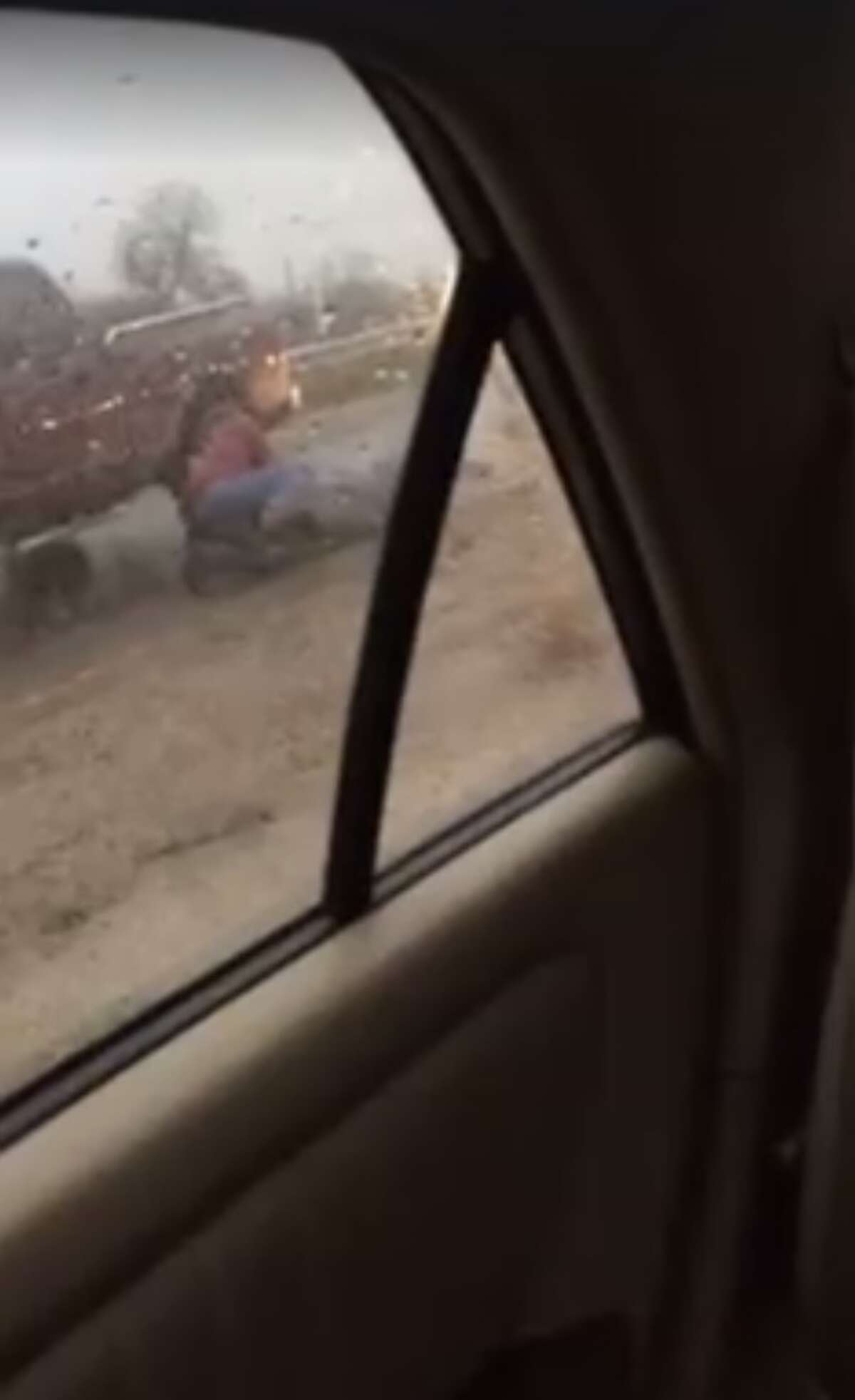 A motorist caught on video, which she later posted to Facebook, an altercation between two other drivers on U.S. 90, Thursday morning during her morning commute. The video shows one man kicking another in the head and running off to his vehicle and driving off. The video did not show what led to the fight.