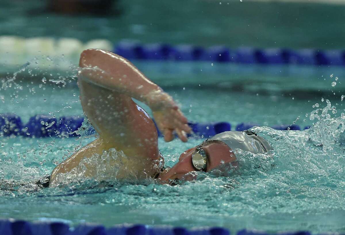 Reagan Nentwich of Clark swims to victory in the women's 200-yeard freestyle during the 27-6A UIL swimming and diving championships at the George Block Athletic Center on Saturday, Jan. 23, 2016.