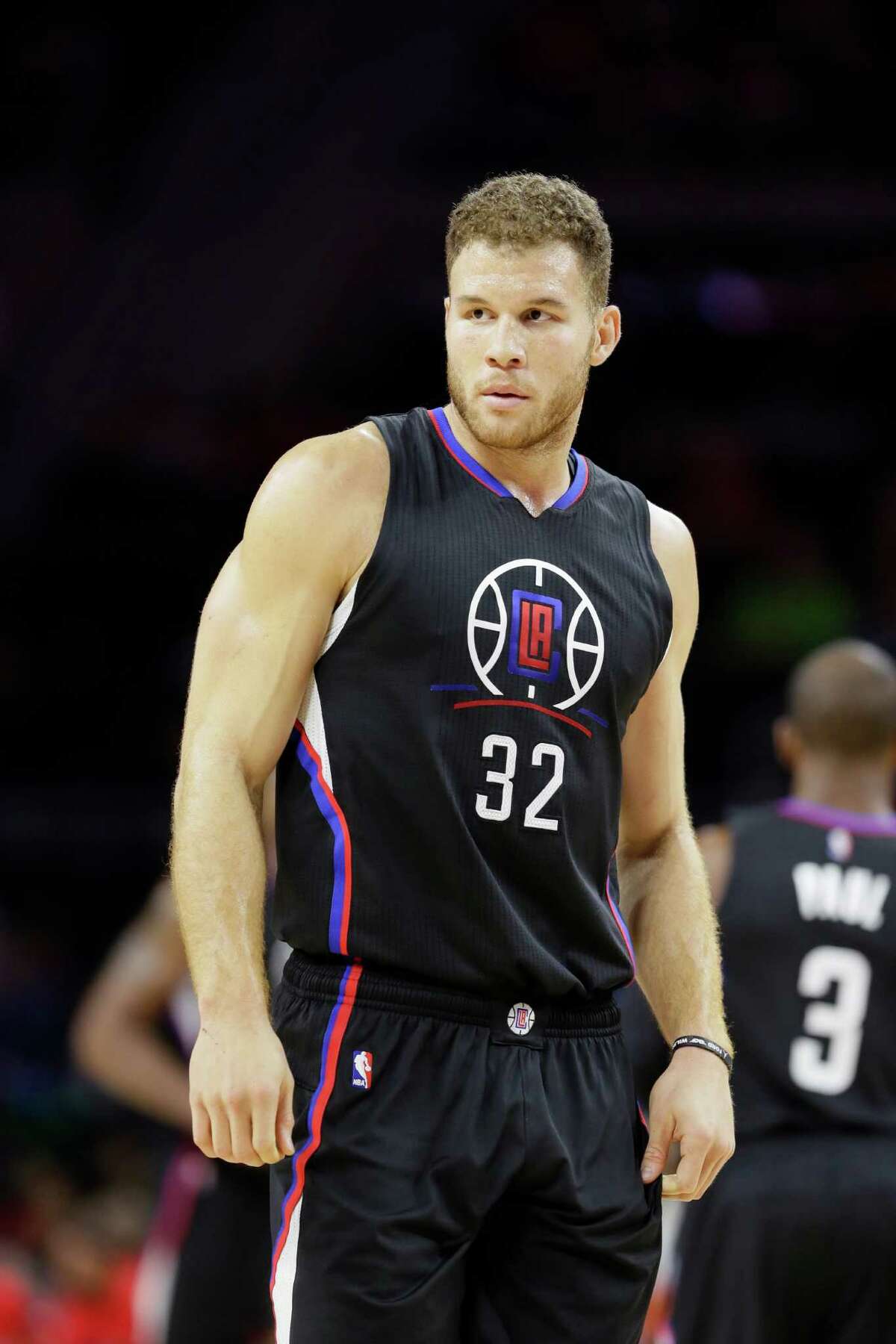 Los Angeles Clippers forward Blake Griffin (32), seen during the first half of an NBA basketball game against the Detroit Pistons, Monday, Dec. 14, 2015, in Auburn Hills, Mich. (AP Photo/Carlos Osorio)