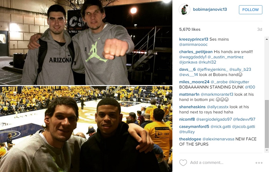 Spurs' Boban might have the largest hands on the planet