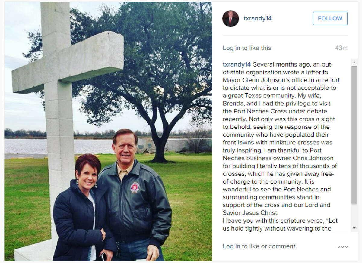 Texas Rep. Randy Weber posted a photo to Instagram and voiced his support for keeping the cross at Riverfront Park. Freedom From Religion wrote a letter to the city of Port Neches asking for removal of the cross in November 2015.