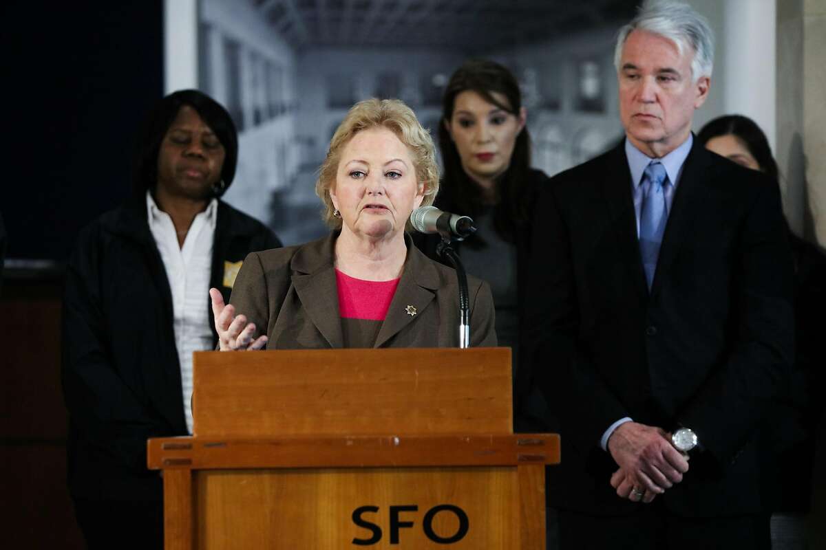 Alameda's District Attorney Nancy O'Malley discusses improved housing options for those affected by human trafficking, at a press conference at SFO's Aviation Museum in San Francisco, California on Wednesday, January 27, 2016.