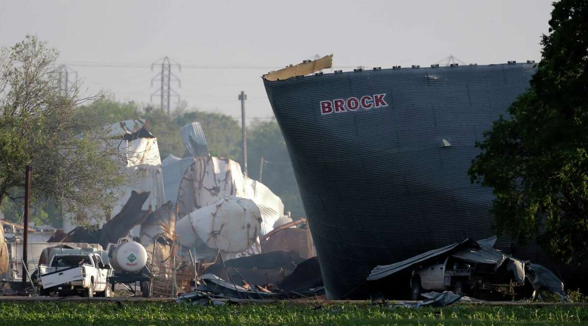 The mangled remains of a fertilizer plant are shown the day after an explosion in West that killed 15.