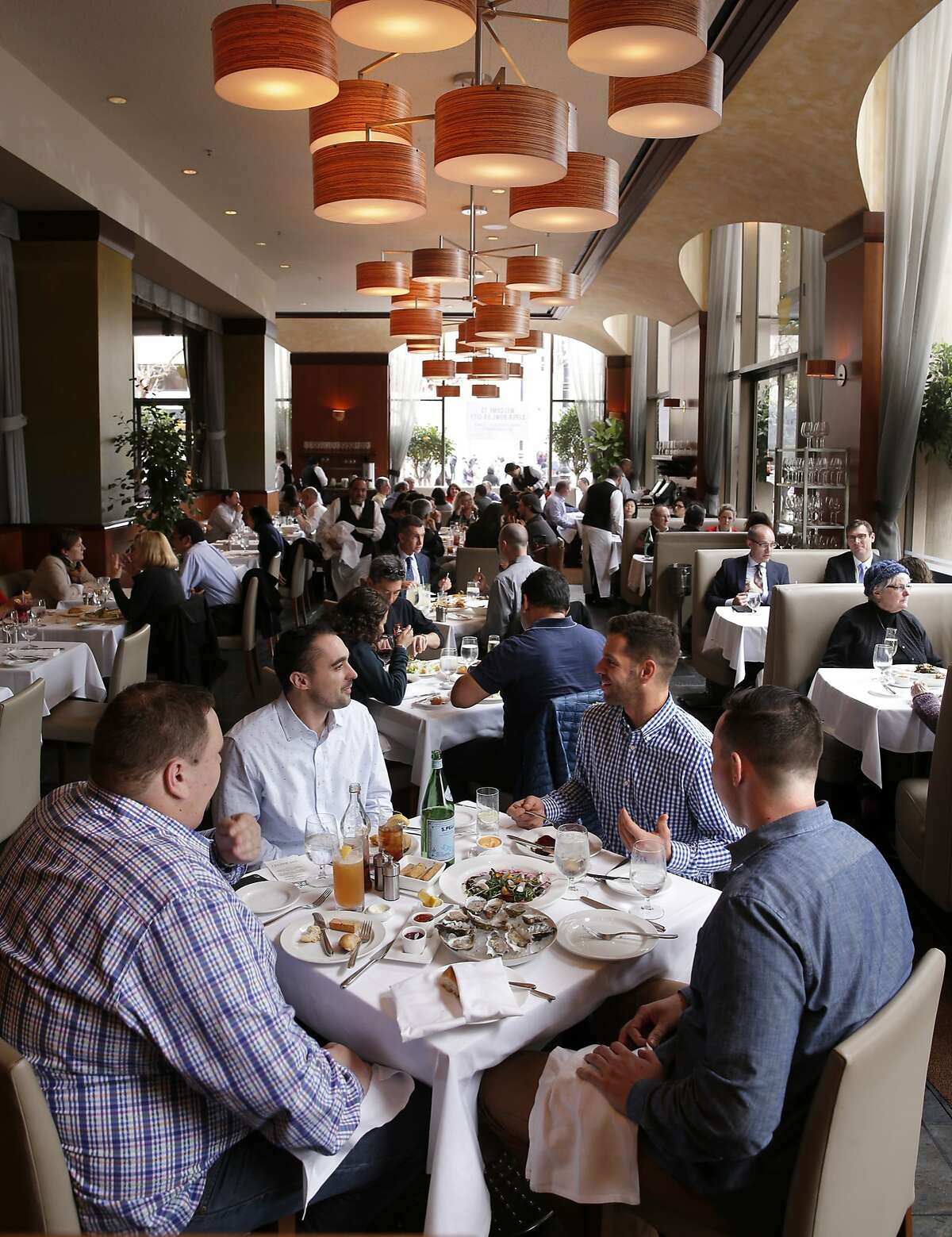 The lunch crowd at One Market Restaurant which is inside Super Bowl City at the foot of Market Street as seen on Thursday.  January 28, 2016, in San Francisco, California.