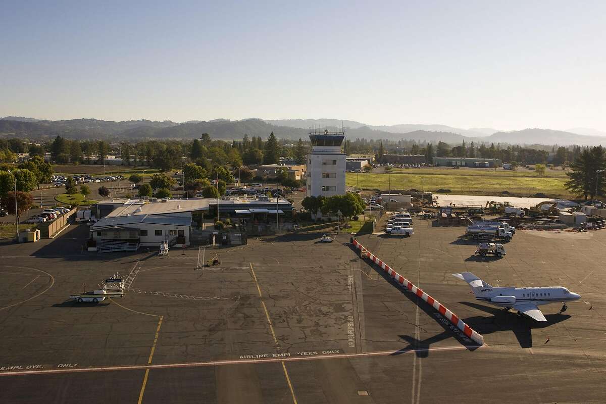 HEALDSBURG, CA - OCTOBER 14: The Charles M. Schultz Airport is viewed from the air on October 14, 2011 near Healdsburg, California. The Russian River Valley wine appellation is the largest grape growing region in Sonoma County, covering some 150 square miles. (Photo by George Rose/Getty Images)