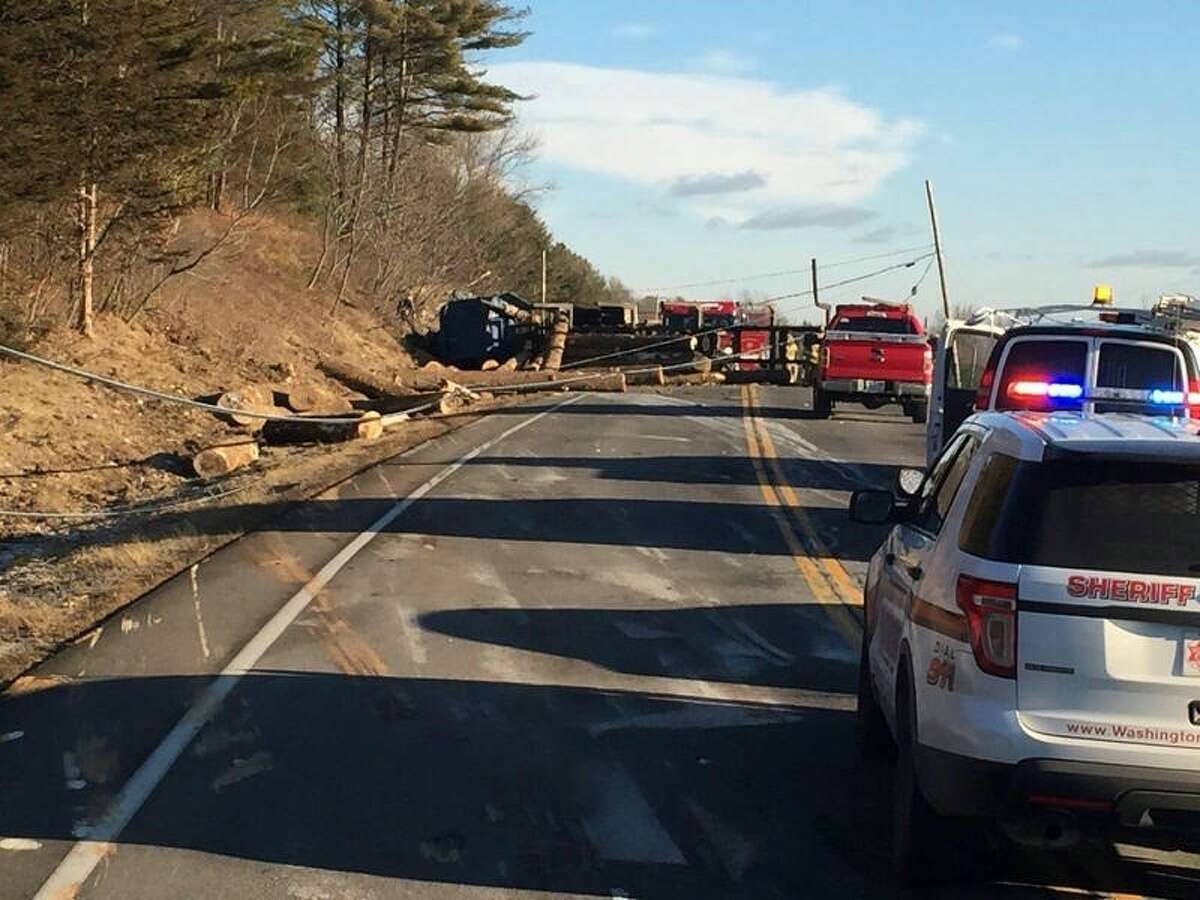 Logtruck driver sent to NH hospital after Whitehall crash