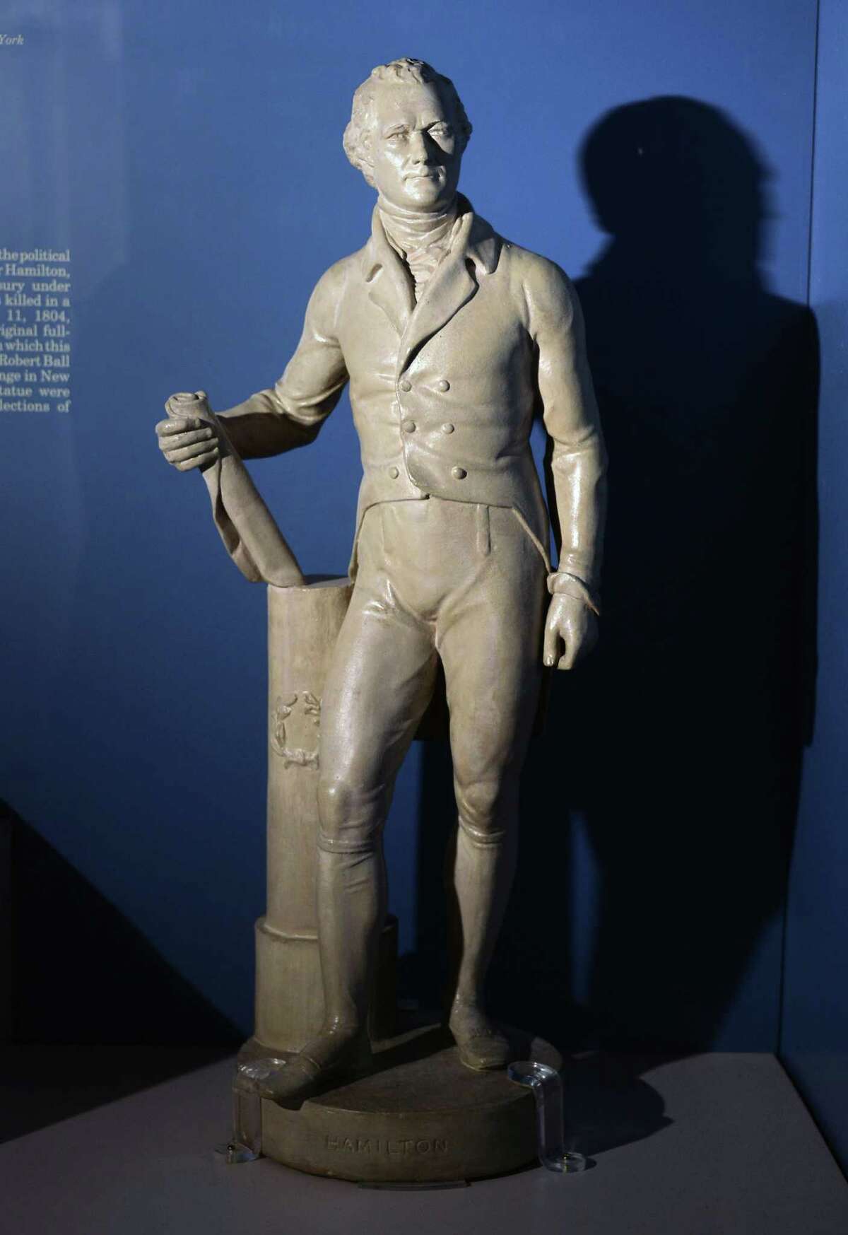 A small copy of Robert Ball Hughes' full size statue of Alexander Hamilton on display at the Visitor's Center at Schuyler Mansion Thursday Jan. 28, 2016 in Albany, NY. The original statue was destroyed in a fire in 1836. (John Carl D'Annibale / Times Union)
