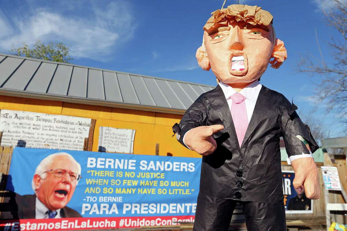 Detail of a Donald Trump pinata during the ?’Bernie Beats Trump on the West Side" event held Saturday Jan. 30, 2016.