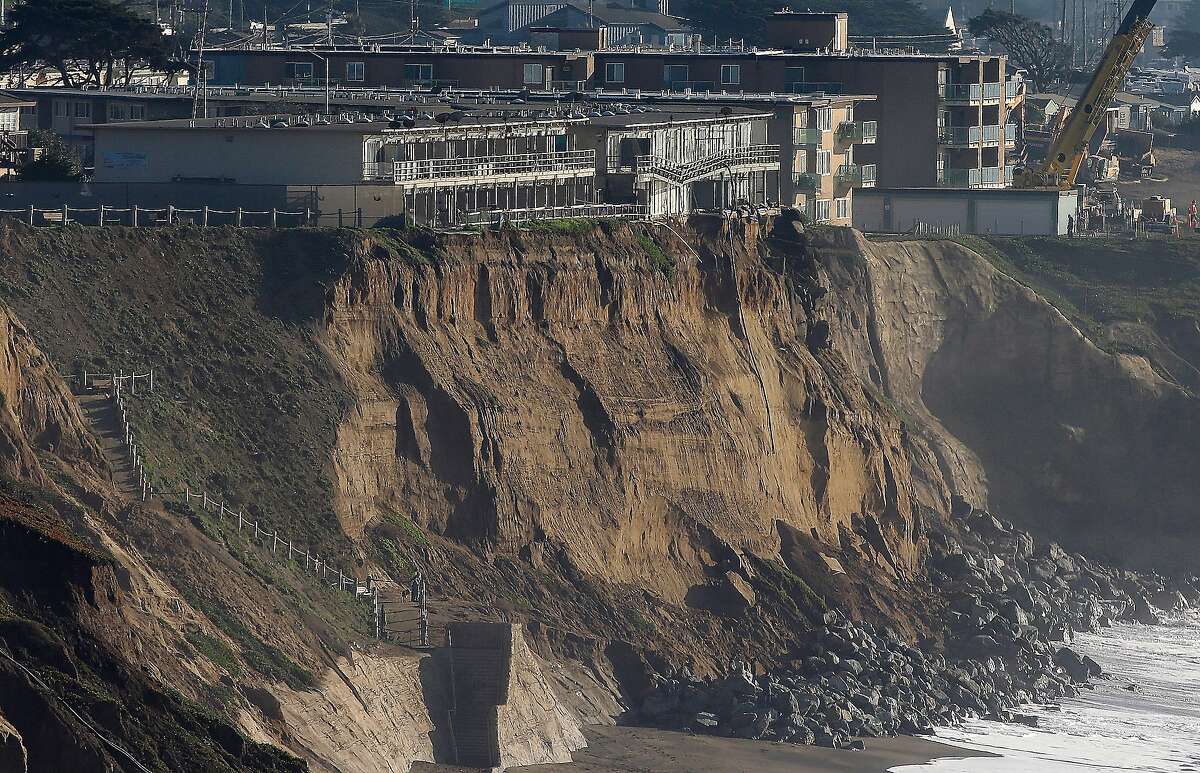 Pacific Ocean devours Pacifica cliffs in aerial photos over decades