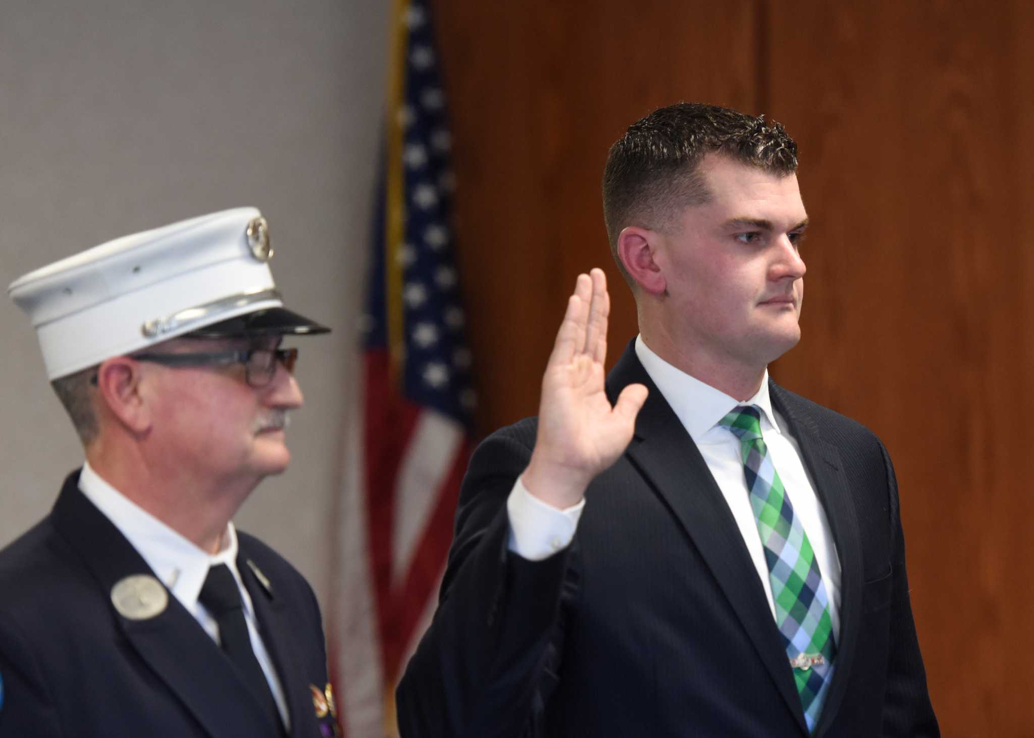 EMT, former PD officer, sworn in as new Greenwich firefighter