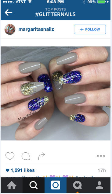 Blue Glitter Nails by MargaritasNailz