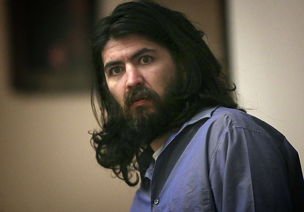 Christian Bautista, who is on trial for the murder of Lauren Bump who was stabbed more than 20 times on New Year's Eve 2013, stares at someone in the courtroom. The trial is taking place in the 186th State District Court on Monday, Feb. 1, 2016 at the Cadena-Reeves Justice Center.