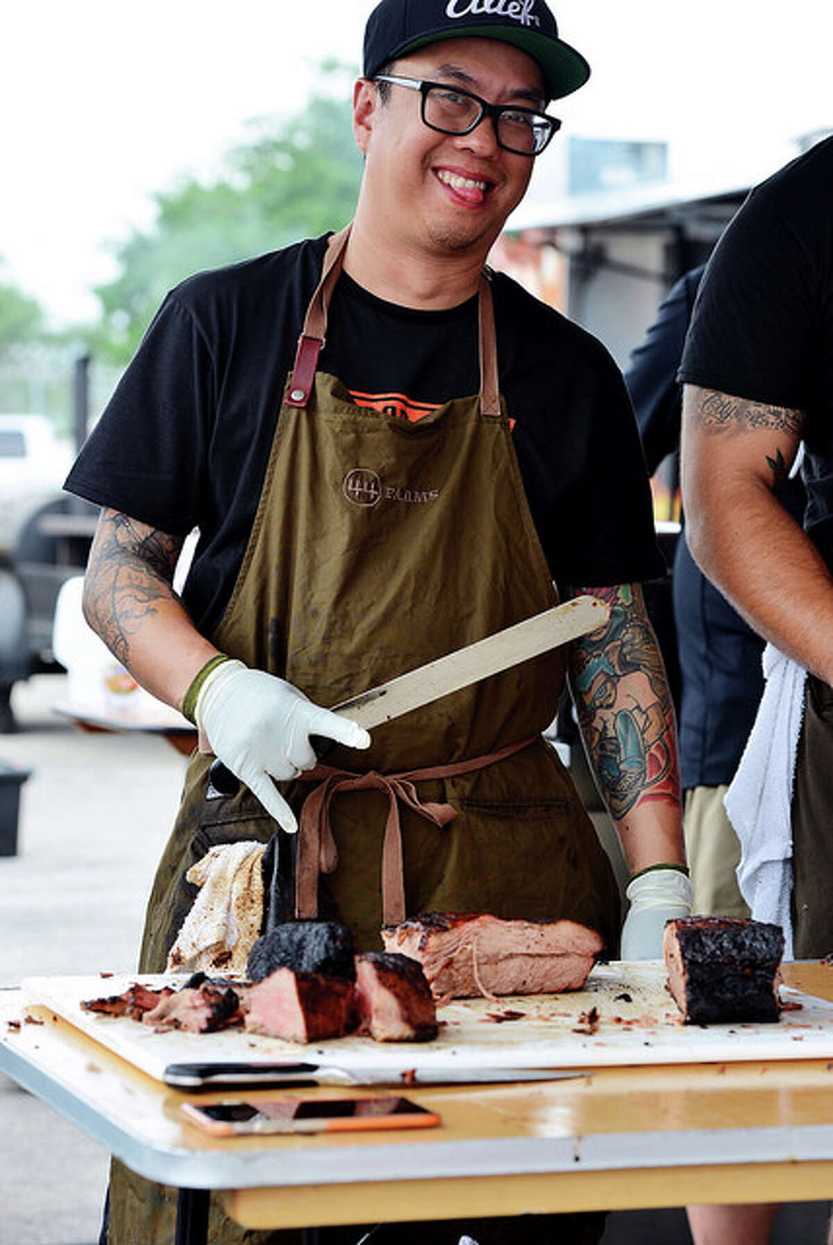 Quy Haong of Blood Bros. BBQ at the Houston Barbecue Festival.