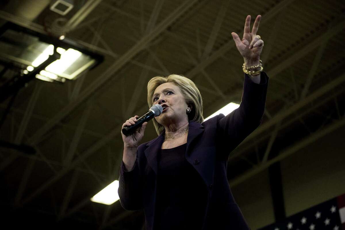 Presidential candidate Hillary Clinton speaks to supporters at Nashua Community College in Nashua, N.H., on Tuesday, Feb. 2, 2016, after she was officially declared the winner of the Iowa Democratic caucus. (Ryan Mcbride/Zuma Press/TNS)