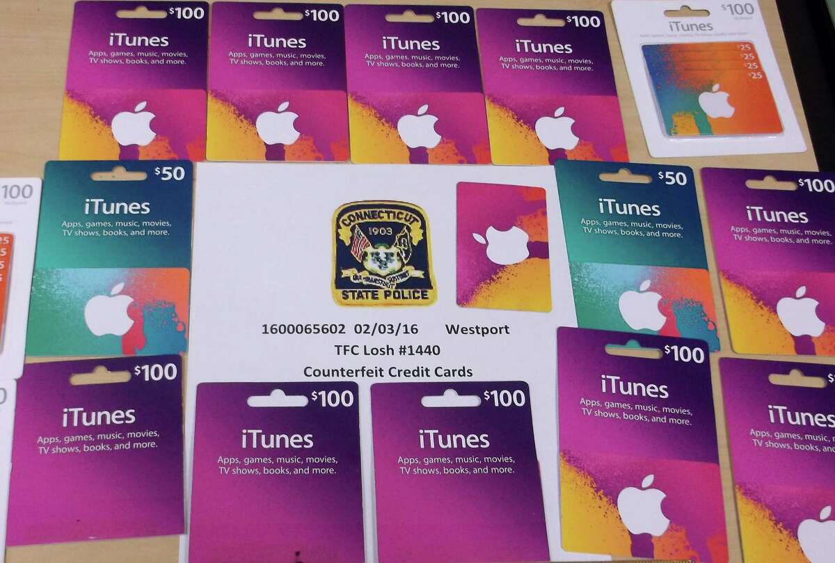 Some of the gift cards that State Police say were stolen by two New York men, who were stopped on Interstate 95 at the Westport/Fairfield border.