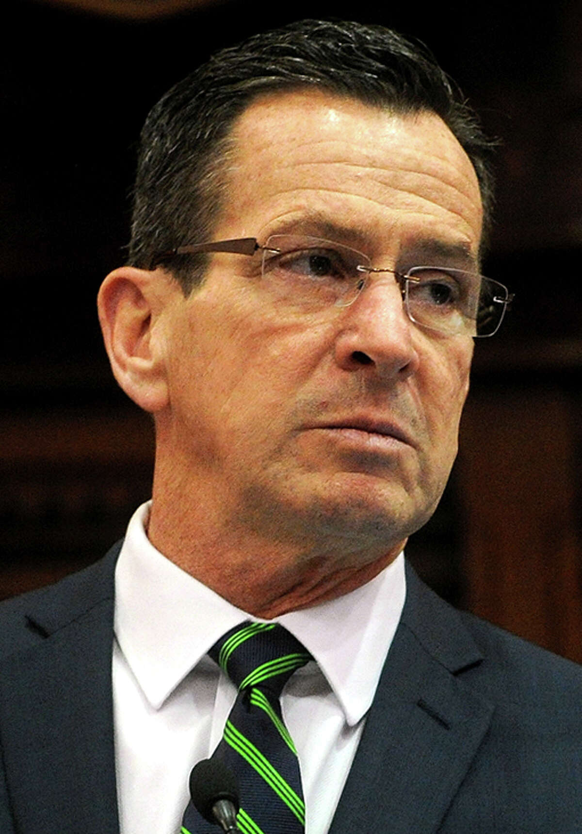 Gov. Dannel P. Malloy delivers his budget address to a joint session of the state legislature at the Capitol in Hartford, Conn. on Wednesday, February 3, 2016.