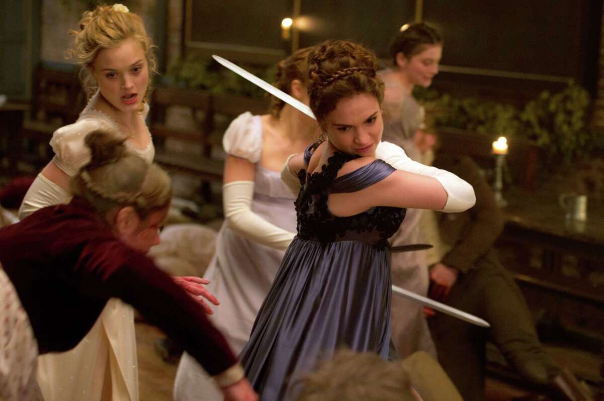 This image released by Screen Gems shows Lily James in a scene from "Pride and Prejudice and Zombies." (Jay Maidment/Screen Gems, Sony via AP) ORG XMIT: NYET121