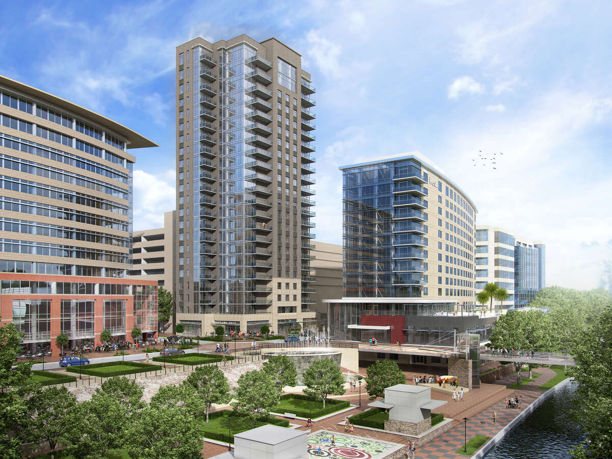 Treviso at Waterway Square, center, was designed as a 23-story luxury condominium overlooking Waterway Square. But the property will remain undeveloped until markets rebound. Single-family home sales also have declined in The Woodlands.