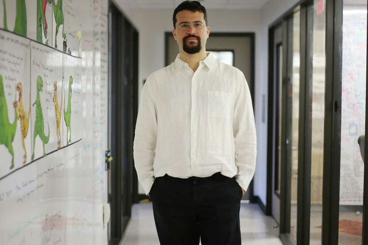 Erez Aiden, 35, who is in charge of the center for genomics at Baylor College of Medicine in his office on Wednesday, Dec. 23, 2015, in Houston. ( Elizabeth Conley / Houston Chronicle )
