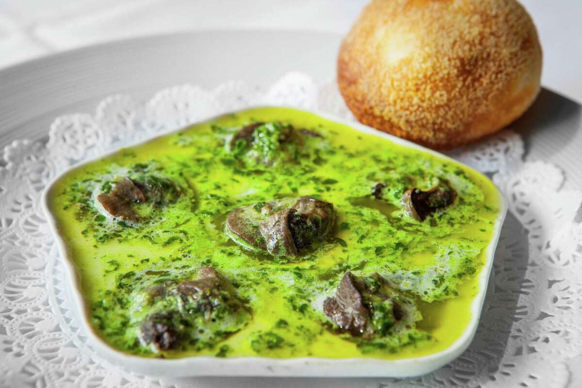 Escargots Bourguignonne, (snails baked in garlic and fresh herb butter) at Etoile Cuisine et Bar