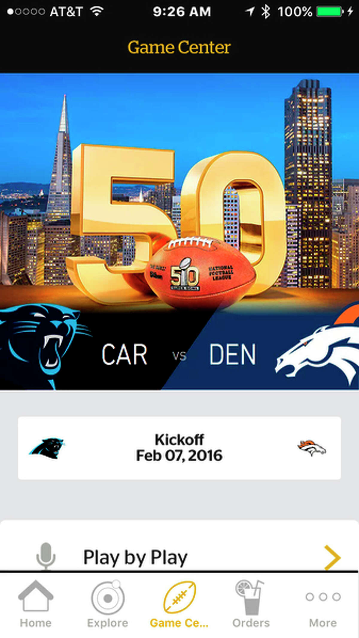 Super Bowl stadium app: celebrities, replays, TV ads, but no food