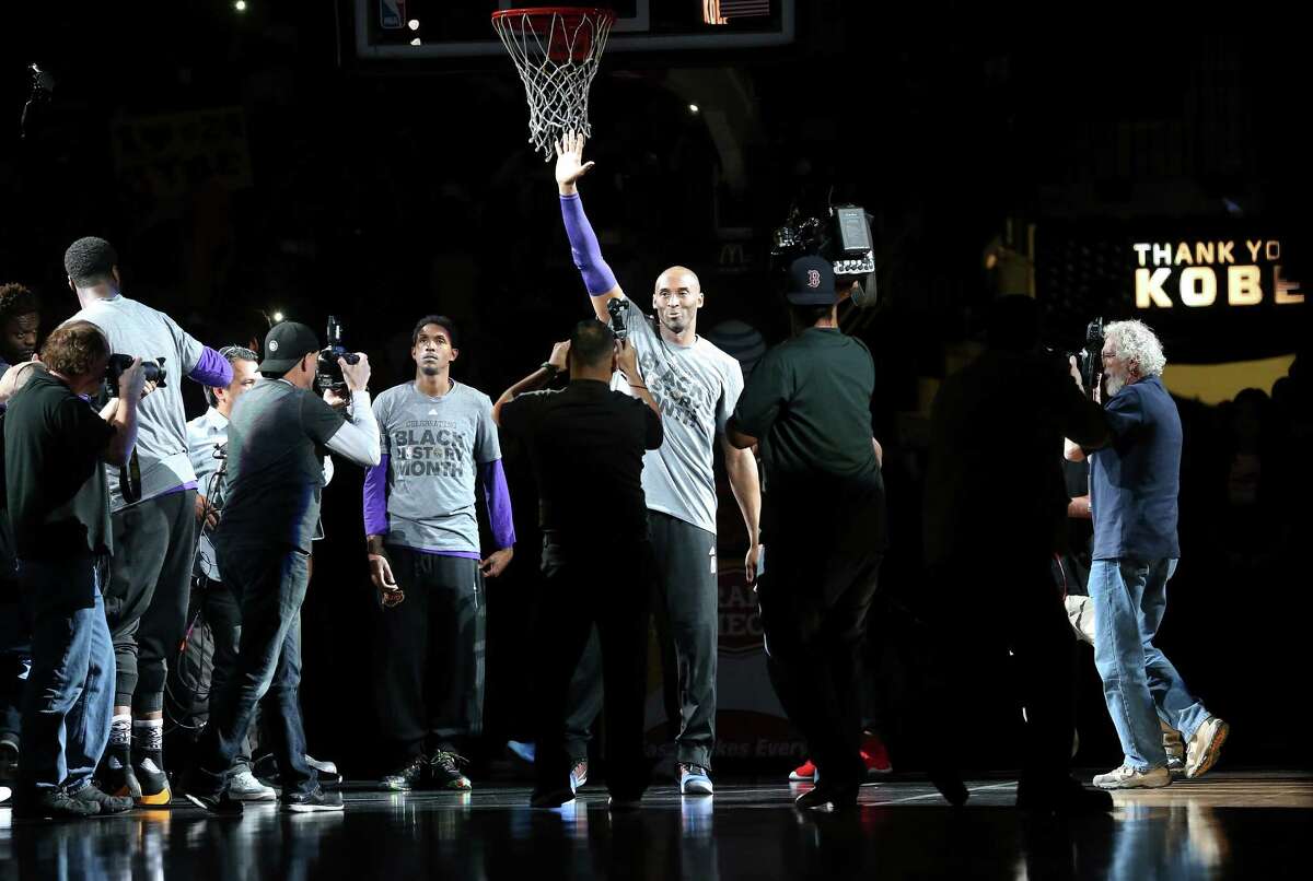 Kobe Bryant is introduced as the Spurs host the Lakers at the AT&T Center on February 6, 2016.