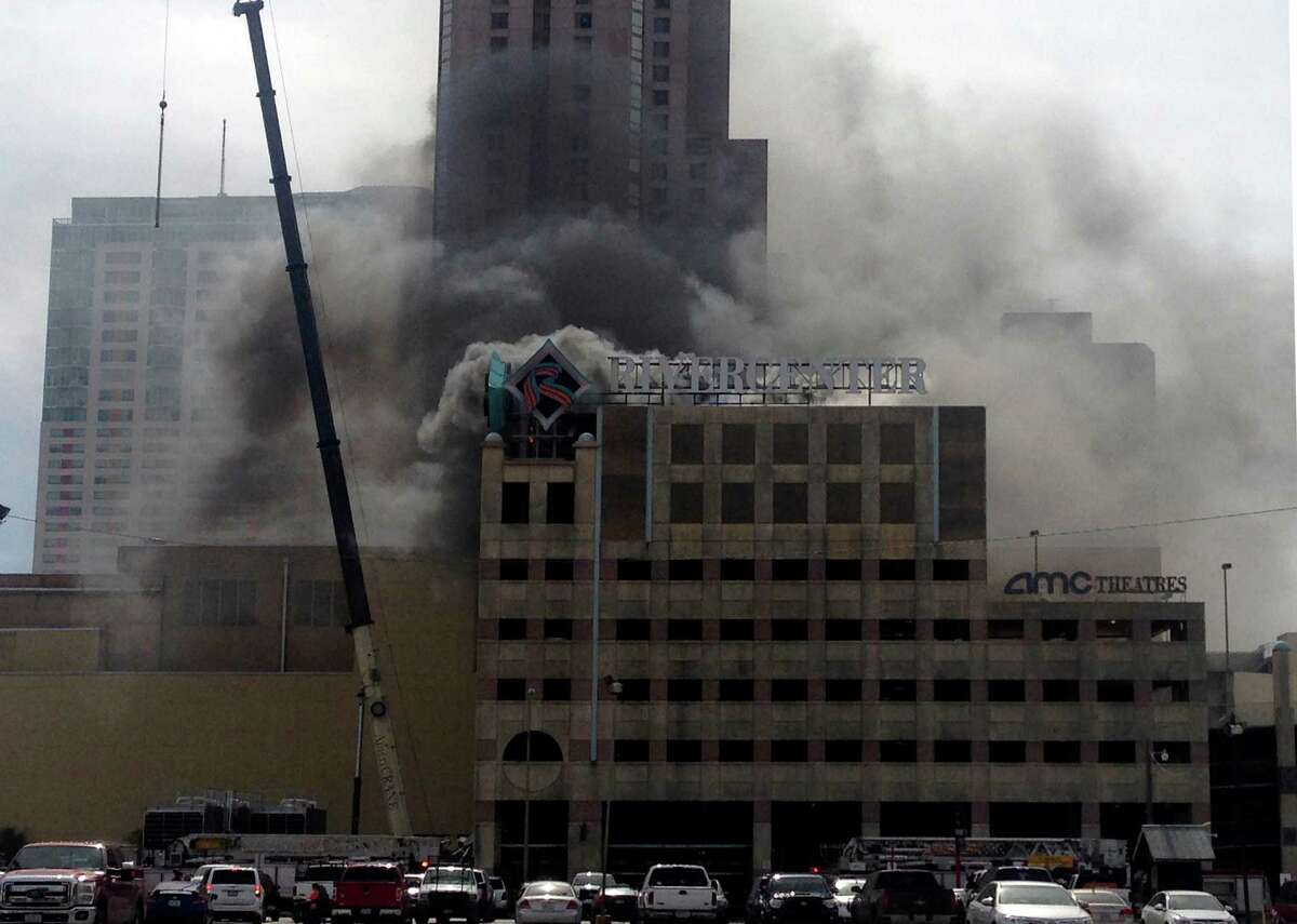 Smoke billows from a fire at RiverCenter mall downtown.