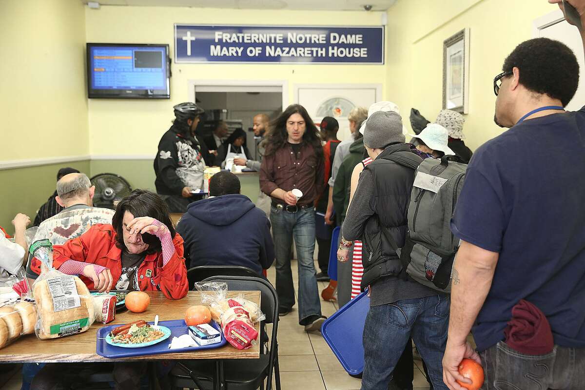Lunch being served at the Fraternite Notre Dame Mary of Nazareth Soup kitchen in San Francisco, California, on Monday, February 8, 2016. Their rent nearly doubled and the sisters running the kitchen are being evicted.