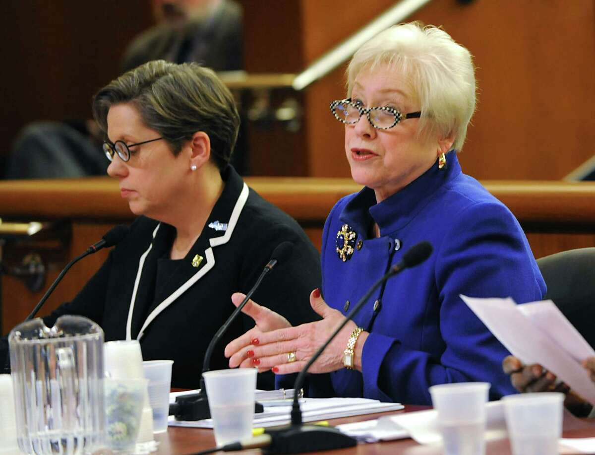 SUNY Chancellor Nancy Zimpher, right, speaks before members of the Assembly and state Senate as they hold a joint legislative budget hearing on higher education at the Legislative Office Building on Monday, Feb. 8, 2016 in Albany, N.Y. (Lori Van Buren / Times Union)