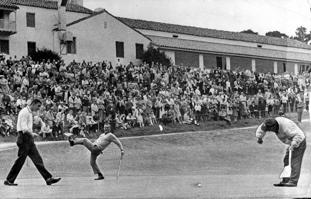 (从左至右)杰克·尼古拉斯在1963年克罗斯比全国职业高尔夫锦标赛上为身体英语做广告