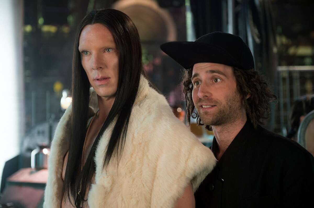In this image released by Paramount Pictures, Benedict Cumberbatch portrays All, left, and Kyle Mooney portrays Don Atari in a scene from, "Zoolander 2." (Wilson Webb/Paramount Pictures via AP)