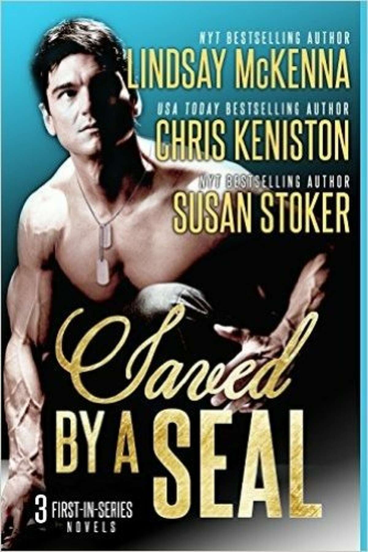"Saved by a Seal" the 461st romance novel cover featuring model Jason Aaron Baca, who now has beaten Fabio's records for most romance novel cover appearances.