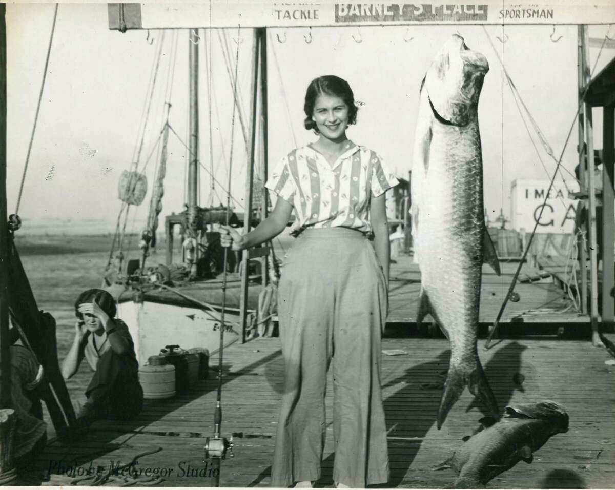 This angler landed a fighting silver king in November 1936.