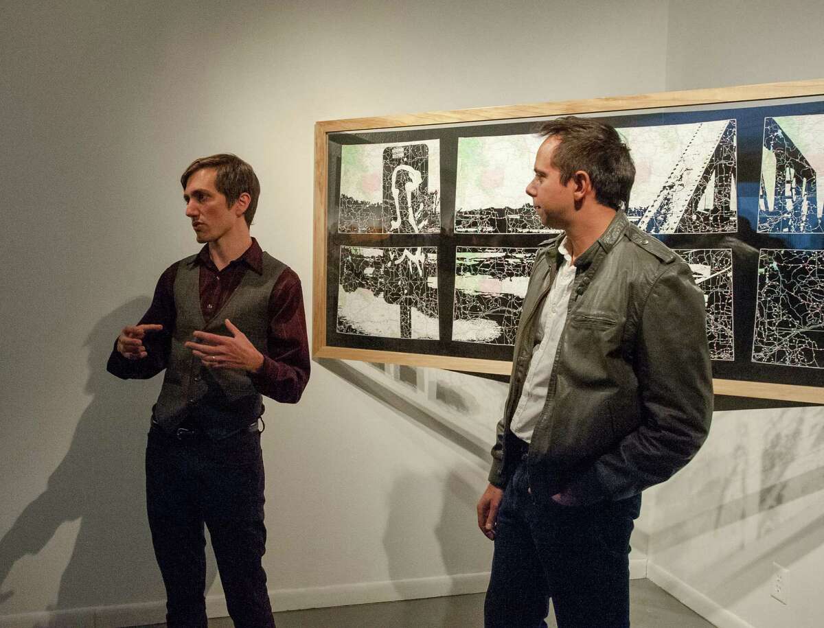 Artists Nick Vaughan, left, and Jake Margolin will talk about their "50 States: Wyoming" project at the Art League Houston.