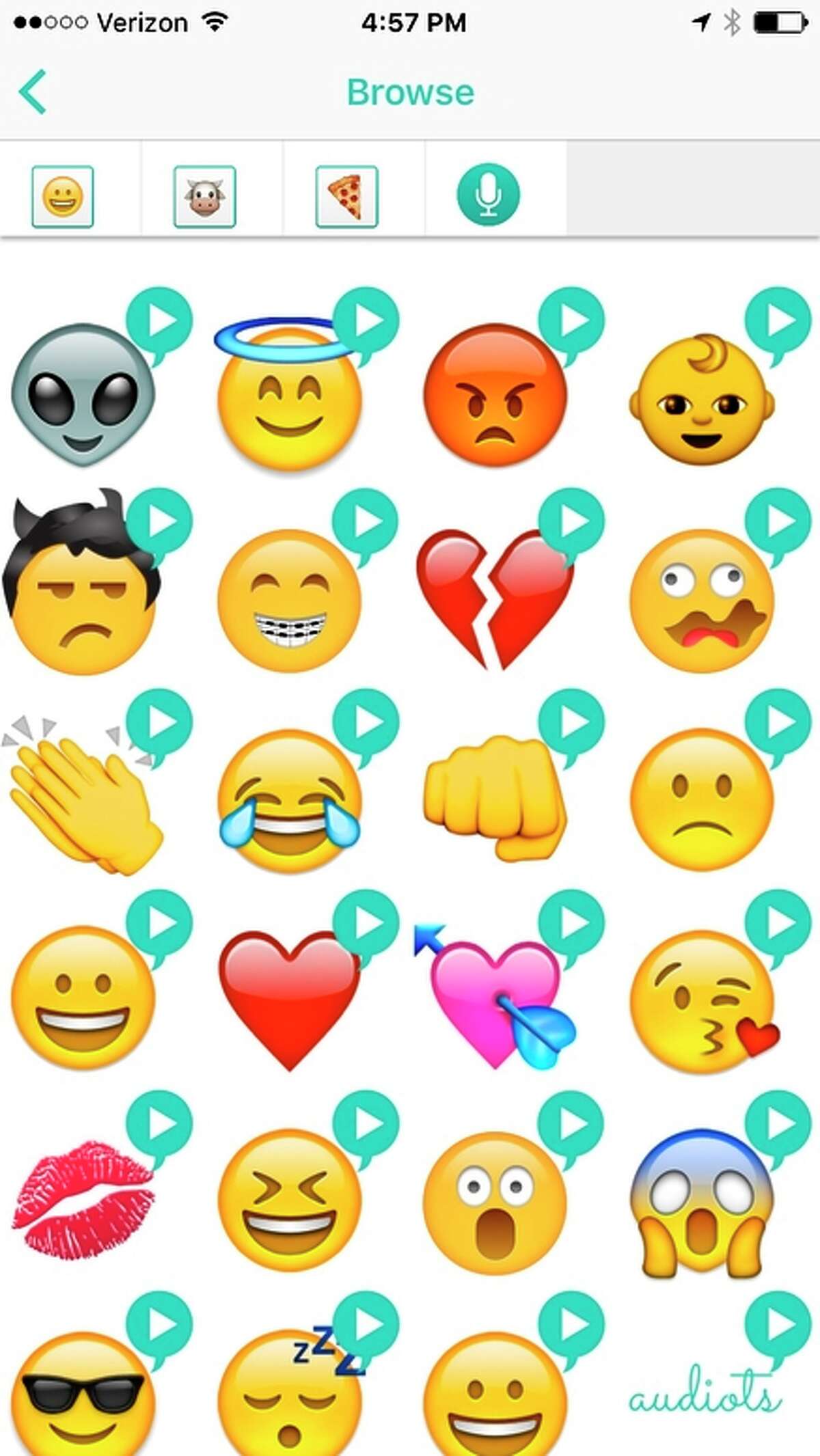 The Audiots iOS app lets you send emoji with prerecorded audio clips.