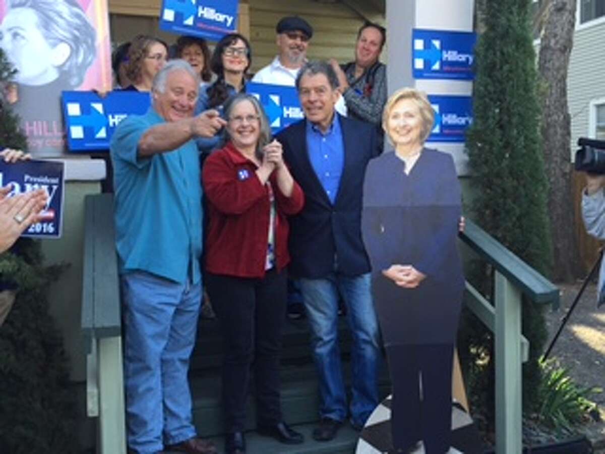 Hilary Clinton supporters, including state Sen. Kirk Watson, D-Austin and former Land Commissioner Garry Mauro, on hand at the Clinton headquarters in Austin on Feb. 15, 2016.