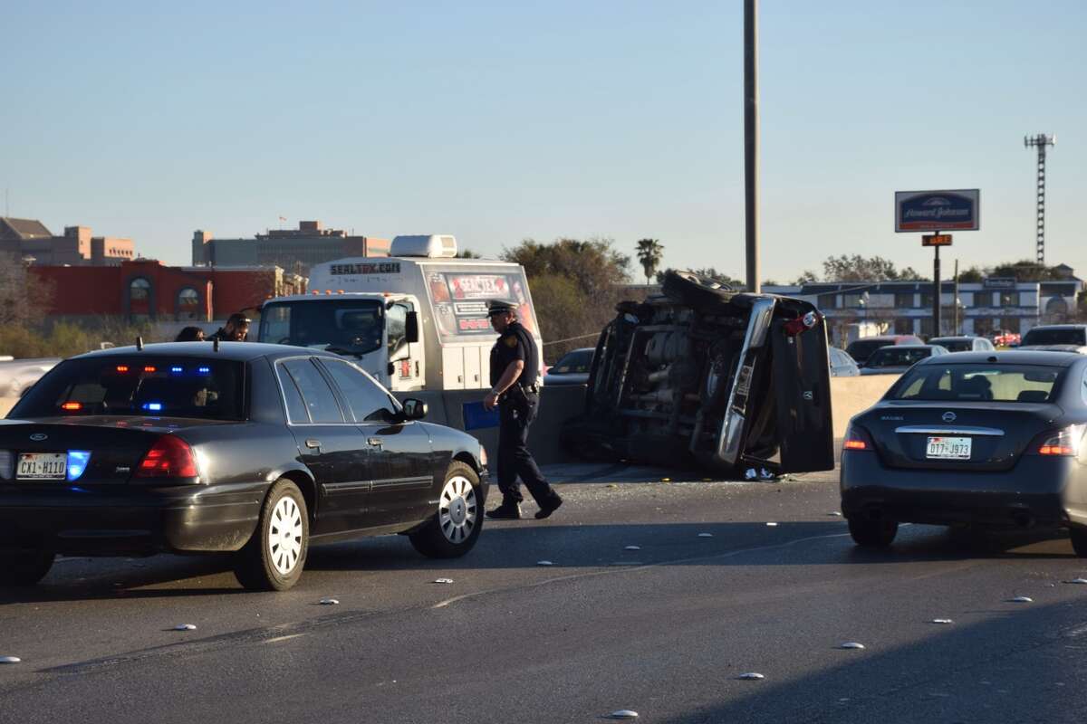 A rollover crash Interstate 35 caused morning traffic delays on Tuesday, February 16, 2016.