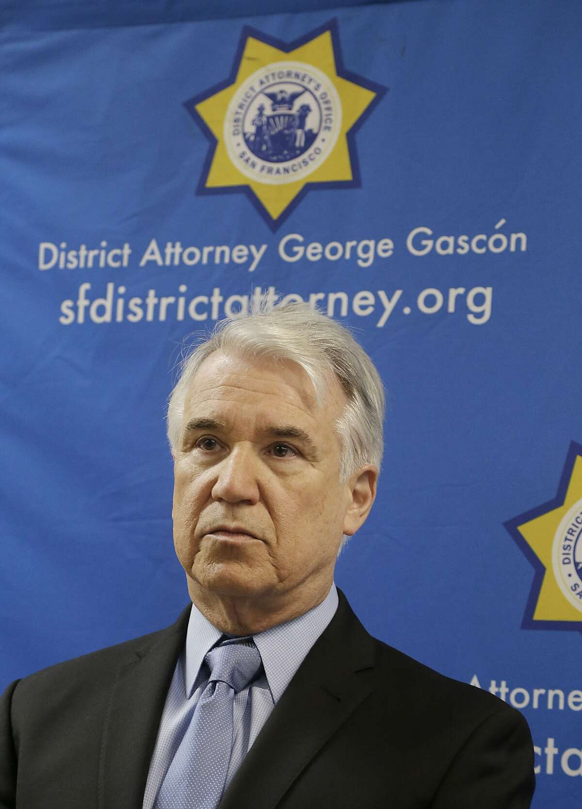 San Francisco District Attorney George Gascón is shown at a news conference in San Francisco, Tuesday, Feb. 16, 2016. (AP Photo/Jeff Chiu)