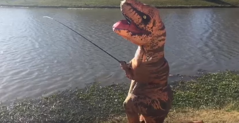 dinosaur fishing pole