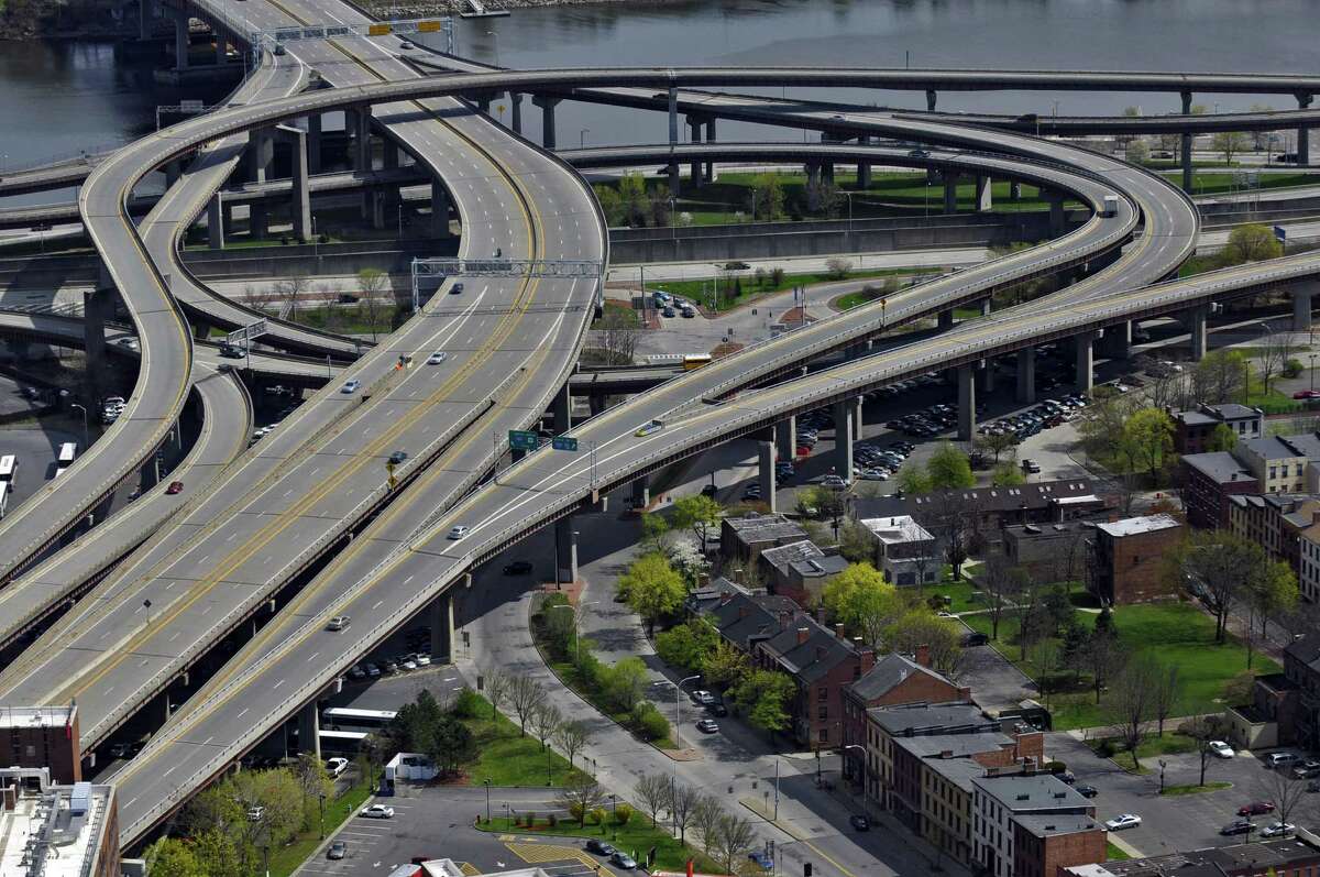 View of the ramps of Route I-787 as seen from the Corning Tower on Thursday, April 15, 2010, in Albany, N.Y. The South Mall Expressway will undergo $22.4 million worth of repairs starting later this month. (Philip Kamrass / Times Union archive)