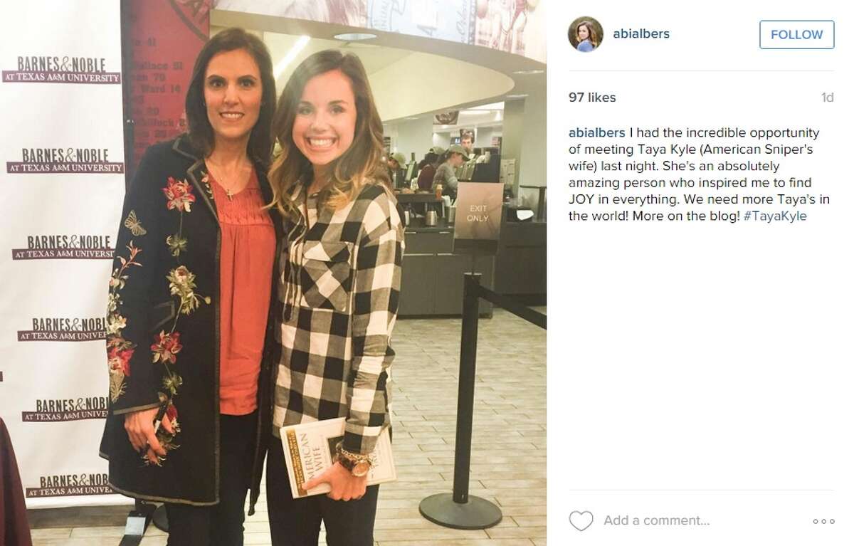 "I had the incredible opportunity of meeting Taya Kyle (American Sniper's wife) last night. She's an absolutely amazing person who inspired me to find JOY in everything. We need more Taya's in the world! More on the blog! #TayaKyle," @abielbers.