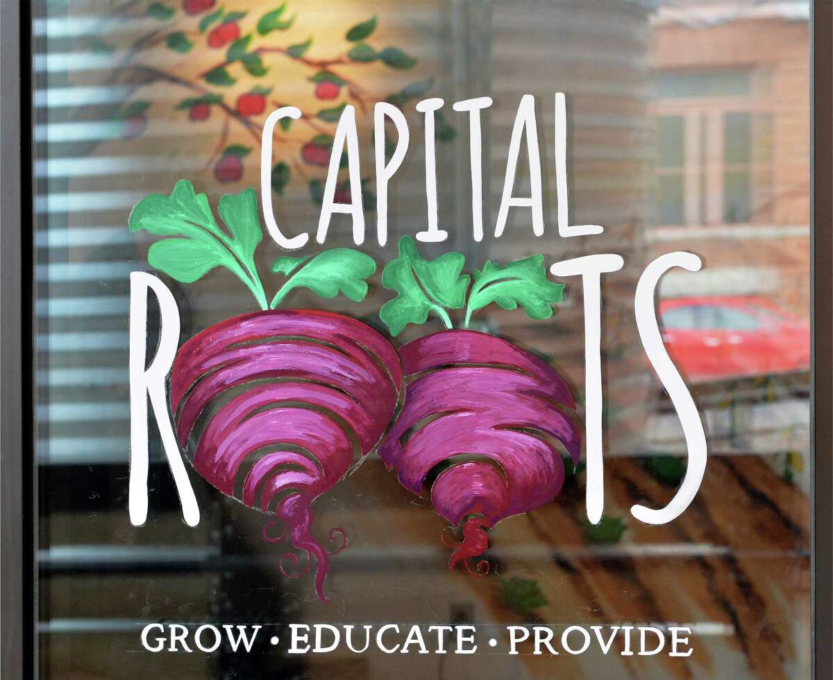 Capital Roots logo on their front door Friday Jan. 15, 2016 in Troy, NY. (John Carl D'Annibale / Times Union)