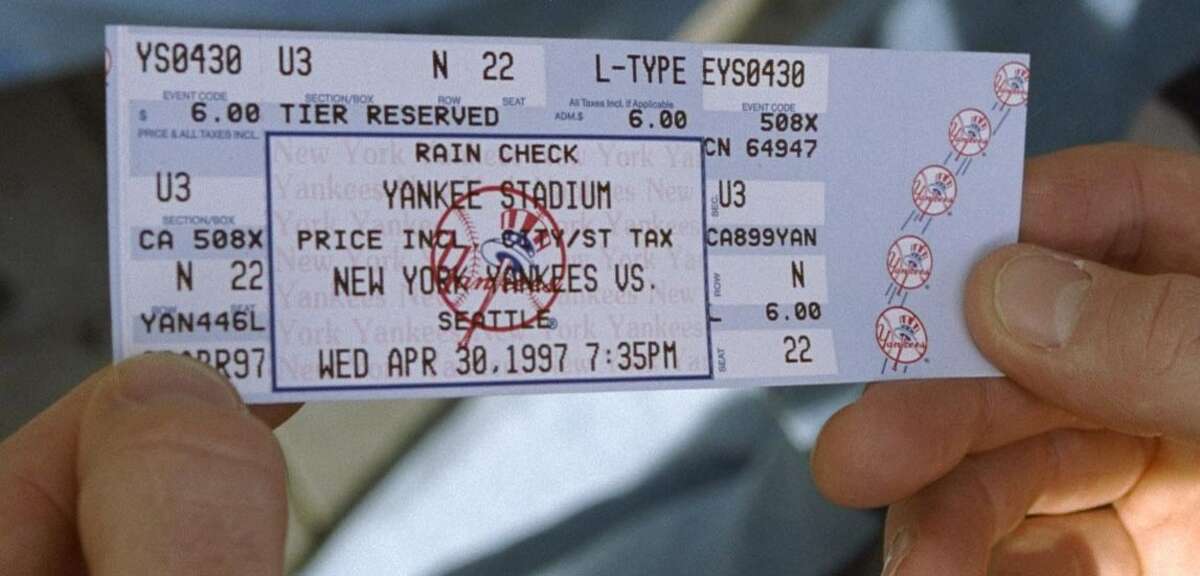 1997 Yankees ticket for game against the Seattle Mariners at Yankee Stadium