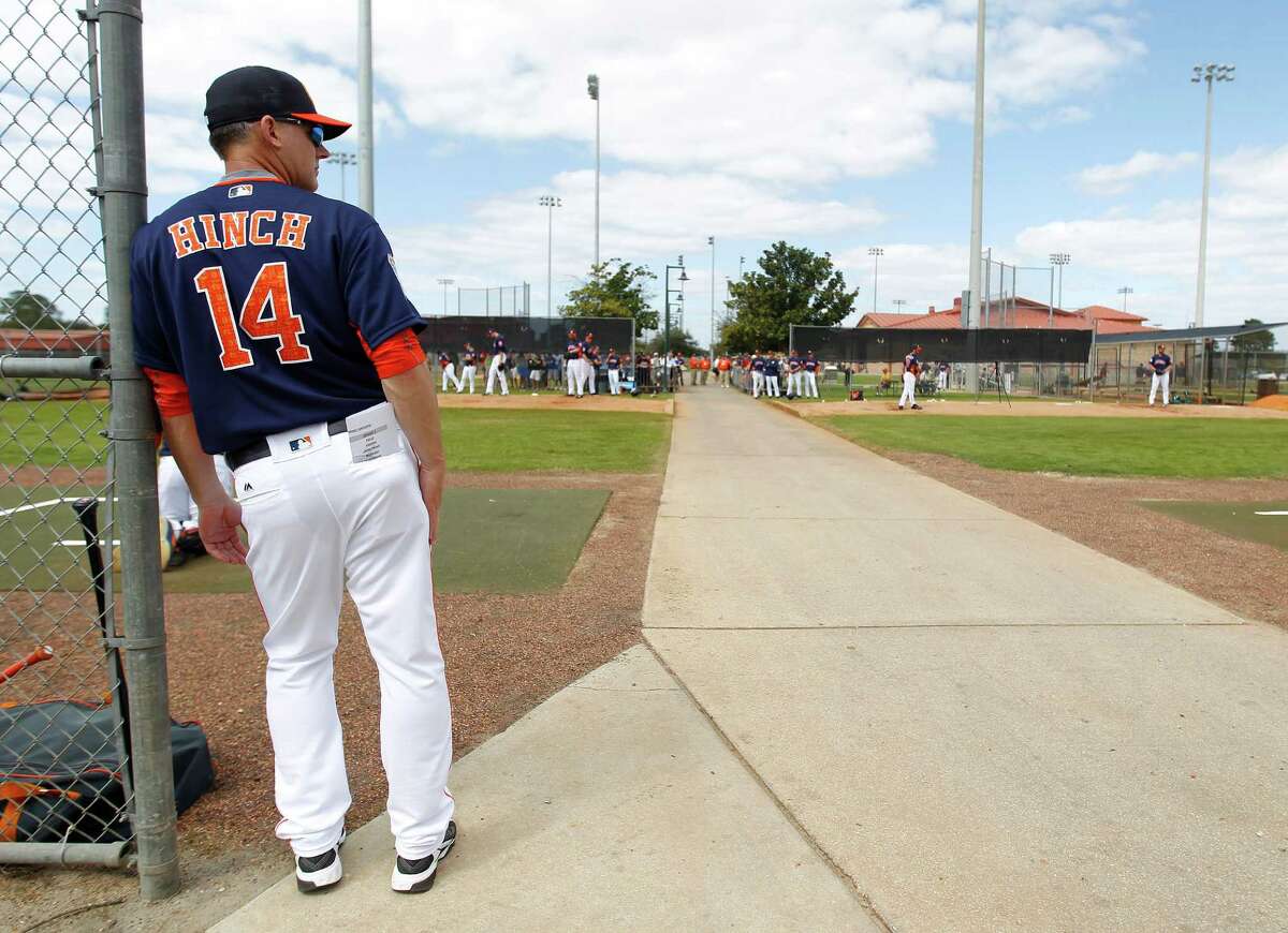 When Astros manager A.J. Hinch looks at his team this spring, he'll see 20 of the 25 players on last year's AL Division Series roster.