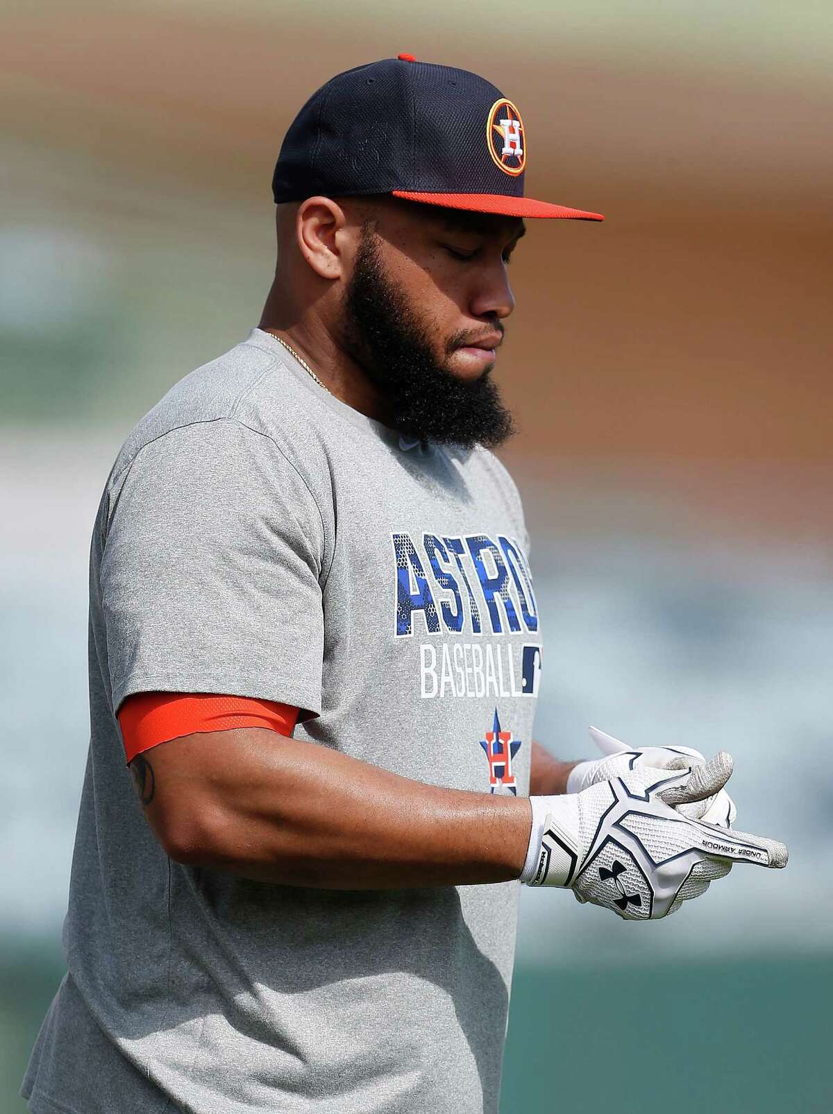 Apr 1, 2015: Kissimmee, FL, USA; Houston Astros left fielder Evan