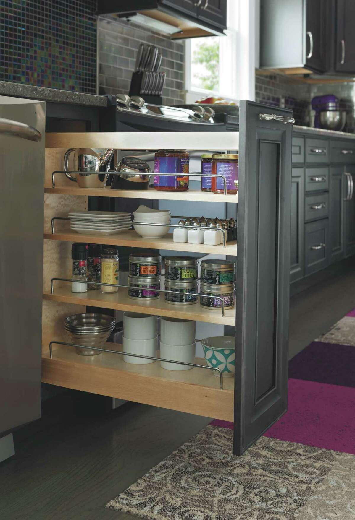 Kitchen cabinet innovations help organize and de-clutter