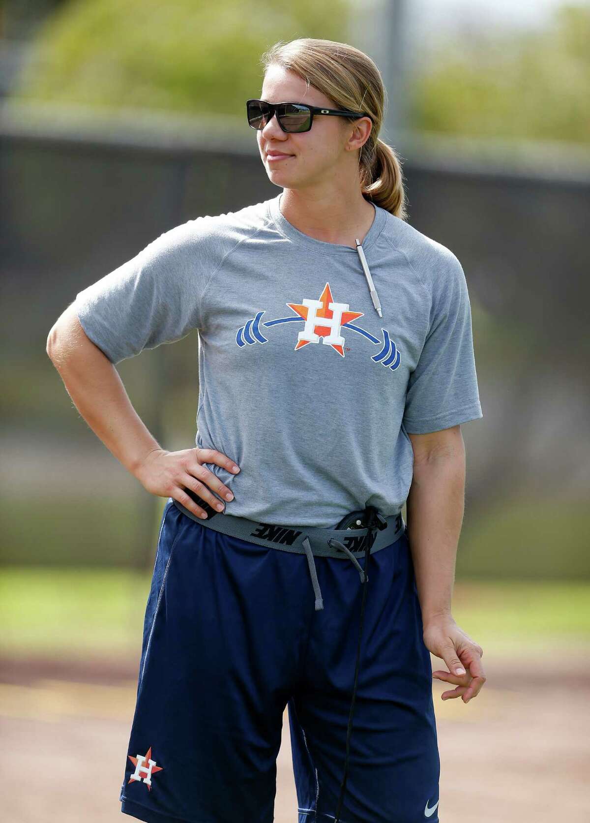 Rachel Balkovec, Latin American Strength and Conditioning Coordinator for the Houston Astros during spring training in Kissimmee, Florida, Sunday, Feb. 21, 2016.