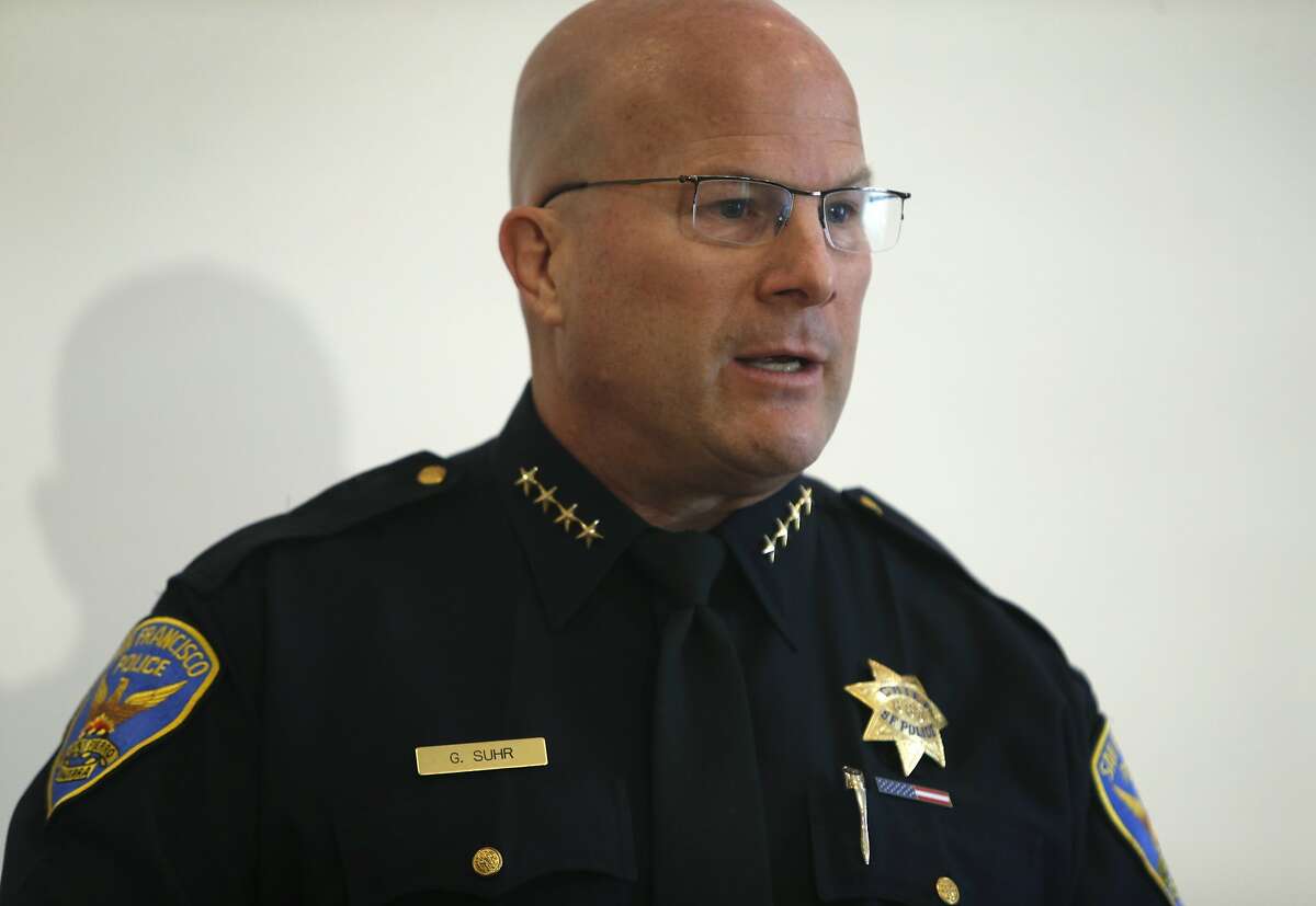 Police Chief Greg Suhr says he's open to have his officers test smart gun technology on a voluntary basis while he appears at a news conference for a smart gun symposium in San Francisco, Calif. on Tuesday, Feb. 23, 2016.