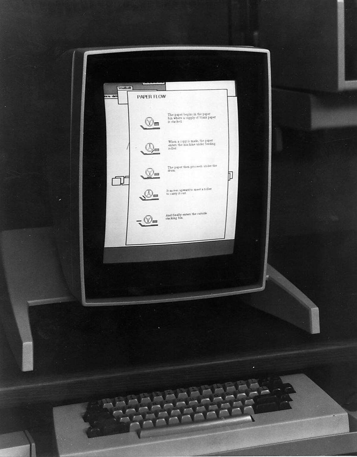 The Alto, left, was the world's first personal computer, developed with a graphical user interface in 1973 -- although this version is the one from 1975. It is one of many projects from the Xerox Palo Alto Research Center.